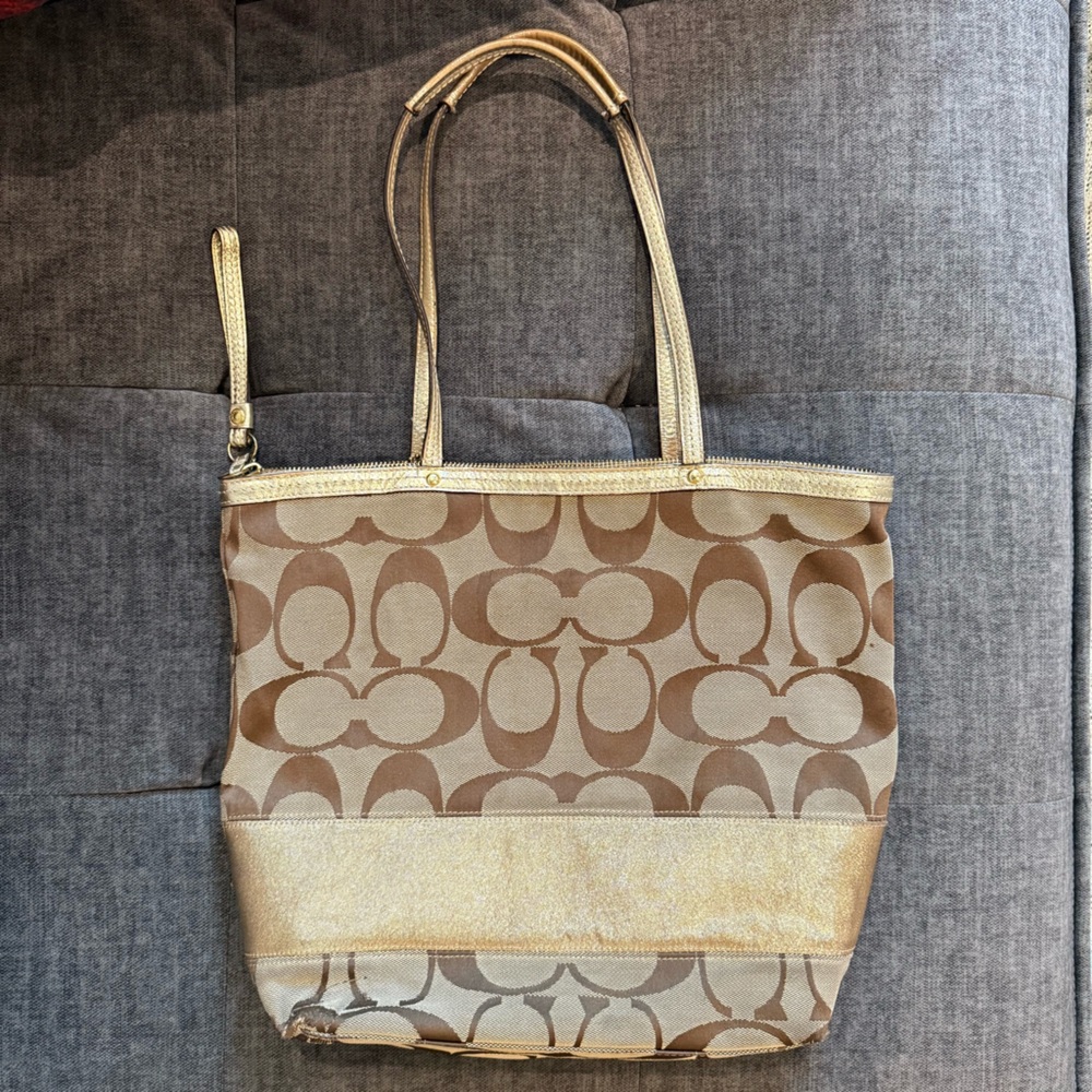 Coach Brown and Gold Tote Bag